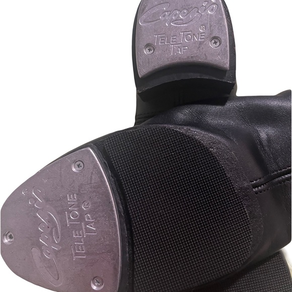 Capezio Tap Shoes Cadence SplitSole Black Genuine Leather Sz8/39 Vintage - Picture 12 of 13